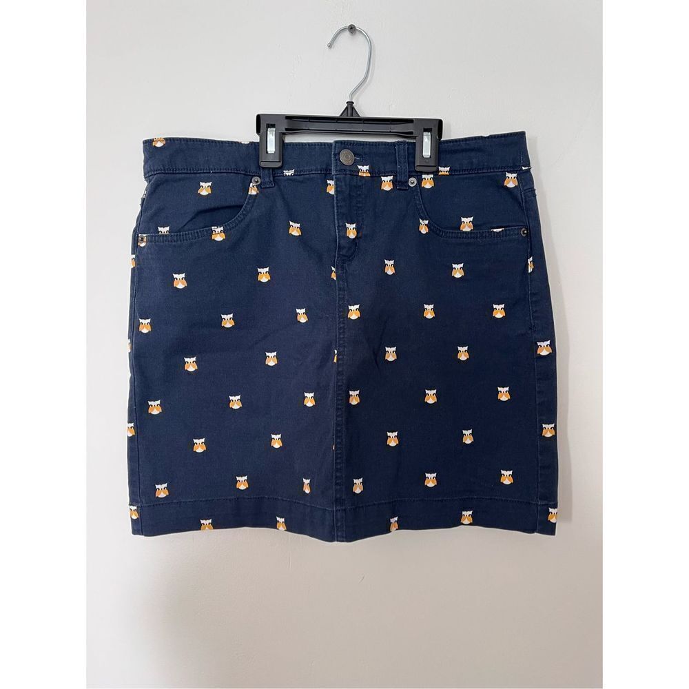 G.H. Bass Navy Print Denim Canvas Skirt sz 6 EUC